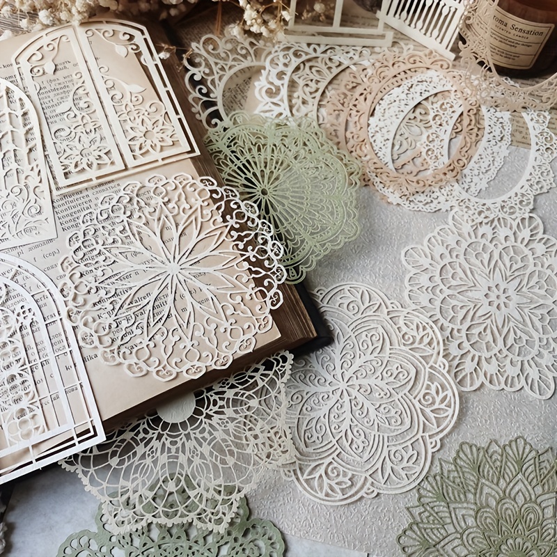 Pattern Tissue Paper - 10 قطعة مادة الدانتيل المجوفة خمر