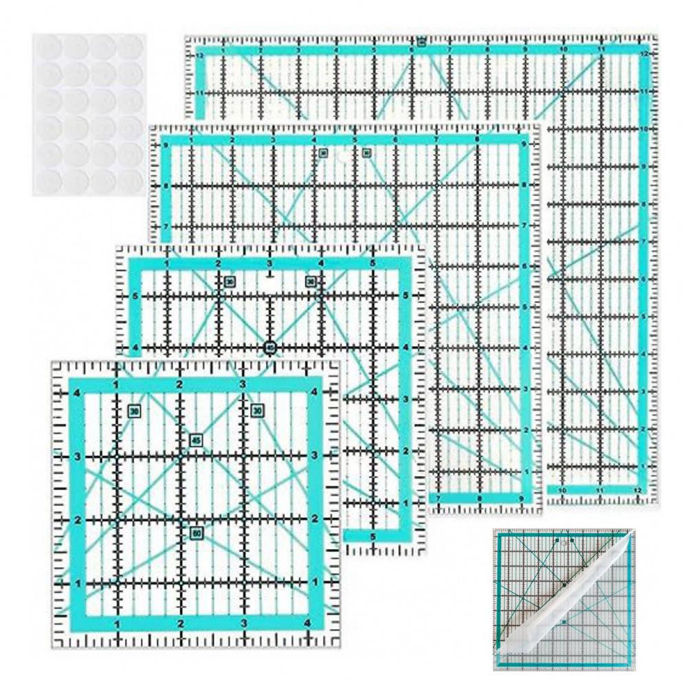 Quilting Ruler Square - 4 قطعة مسطرة خياطة اللحف الأكريليك