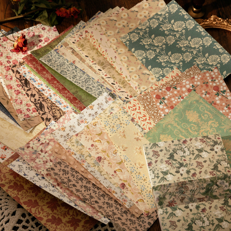 Pattern Tissue Paper - 100 ورقة خمر INS نمط الأزهار