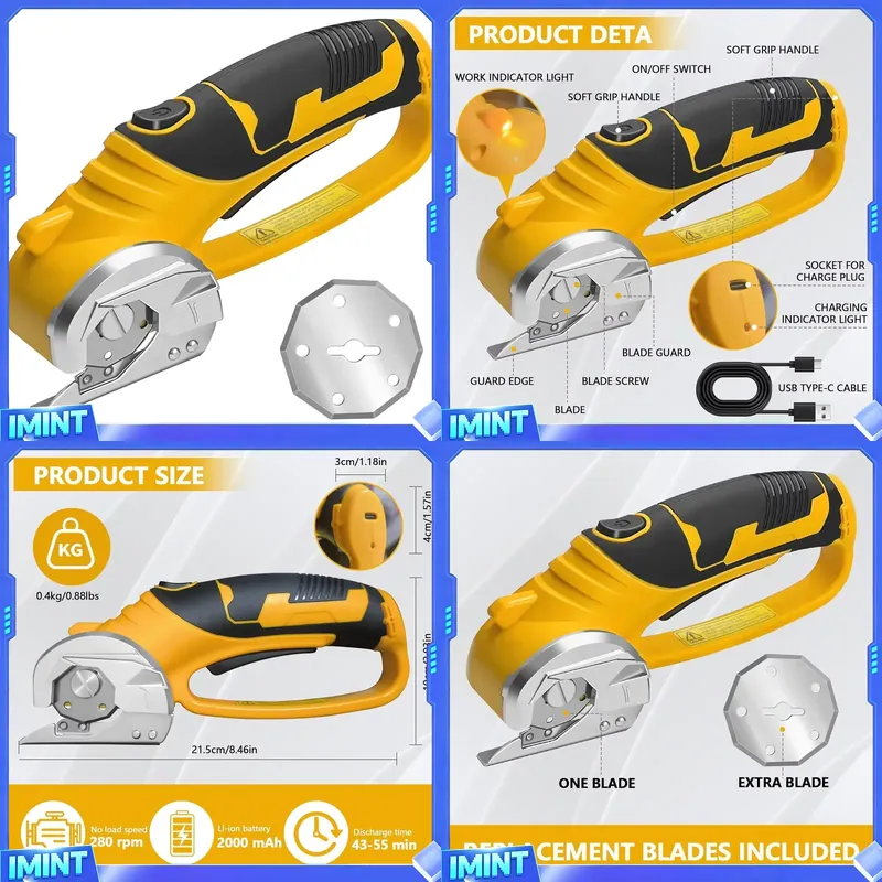 Rotary Cutter Fabric - مقص كهربائي لاسلكي 2000 مللي أمبير
