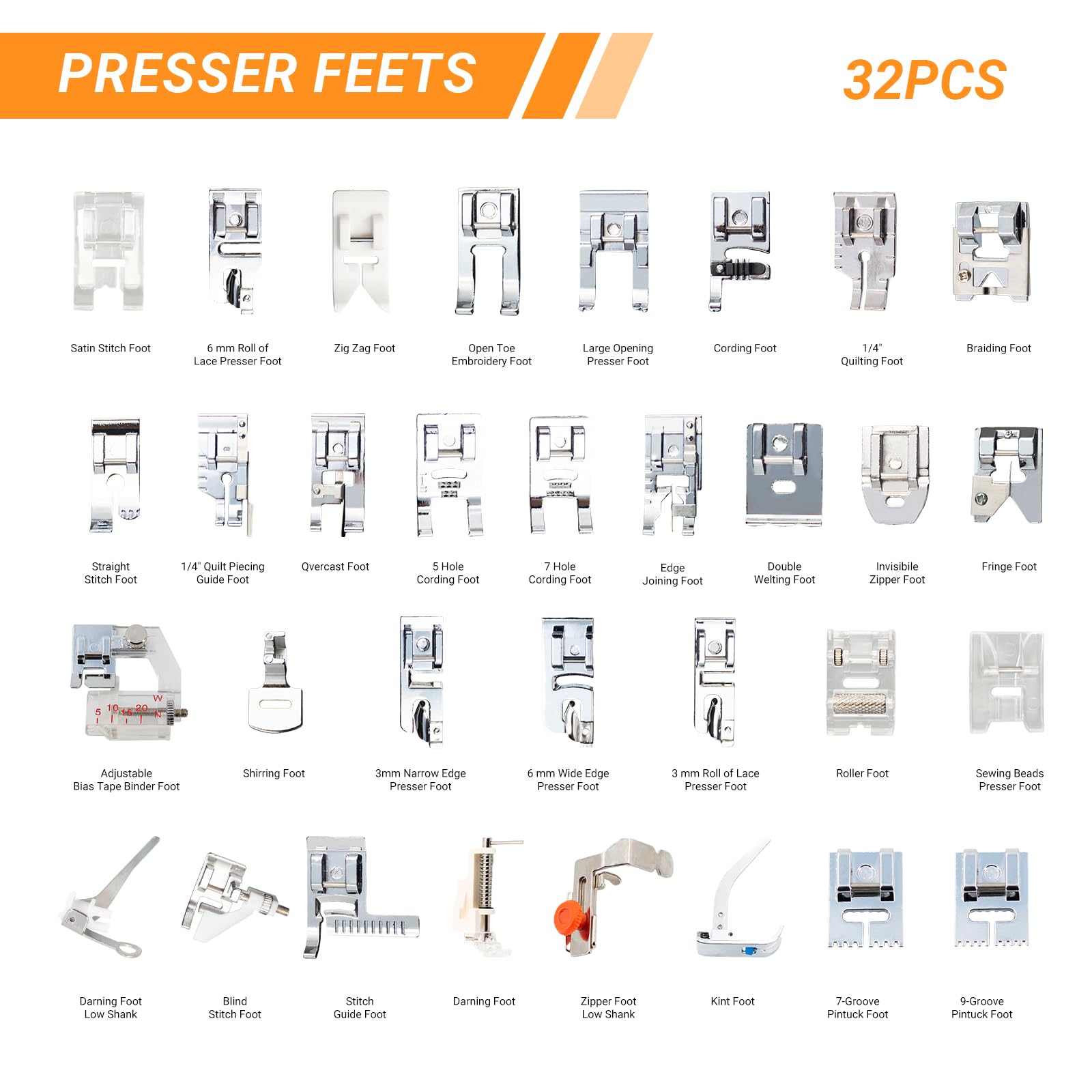 Zipper Foot Presser - طقم قدم الضغط للخياطة متعدد الوظائف