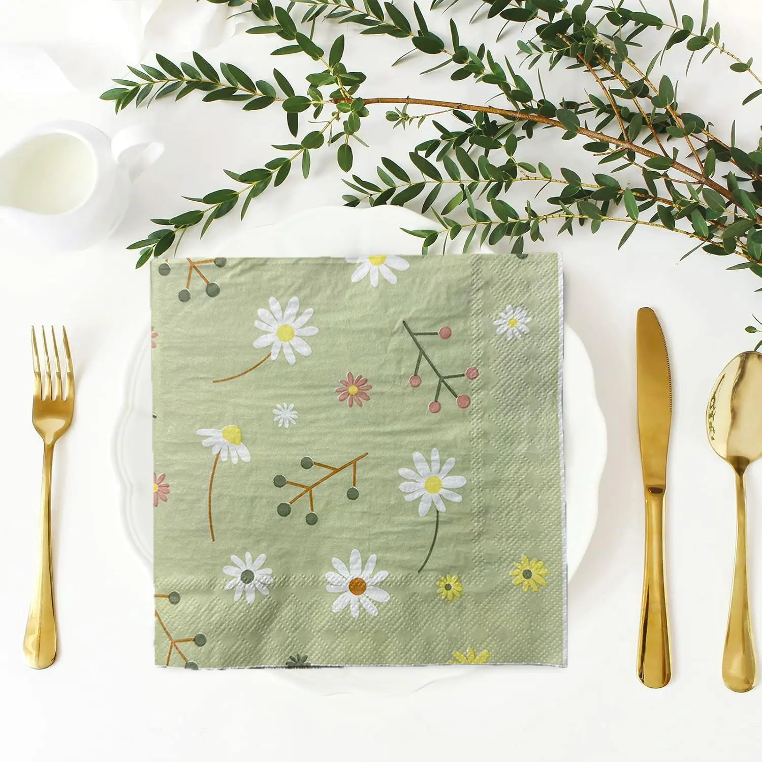 Pattern Tissue Paper - البابونج المطبوعة منديل الأنسجة الخضراء حفلة
