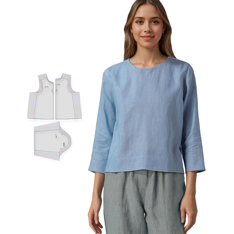 Textile Sewing Patterns - أنماط الخياطة لبلوزة الكتان النسائية في