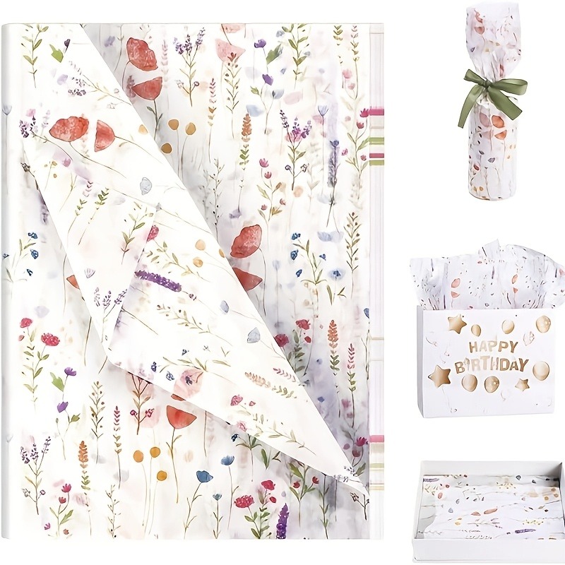 Pattern Tissue Paper - 20 ورقة تغليف هدايا مطبوعة بنقشة