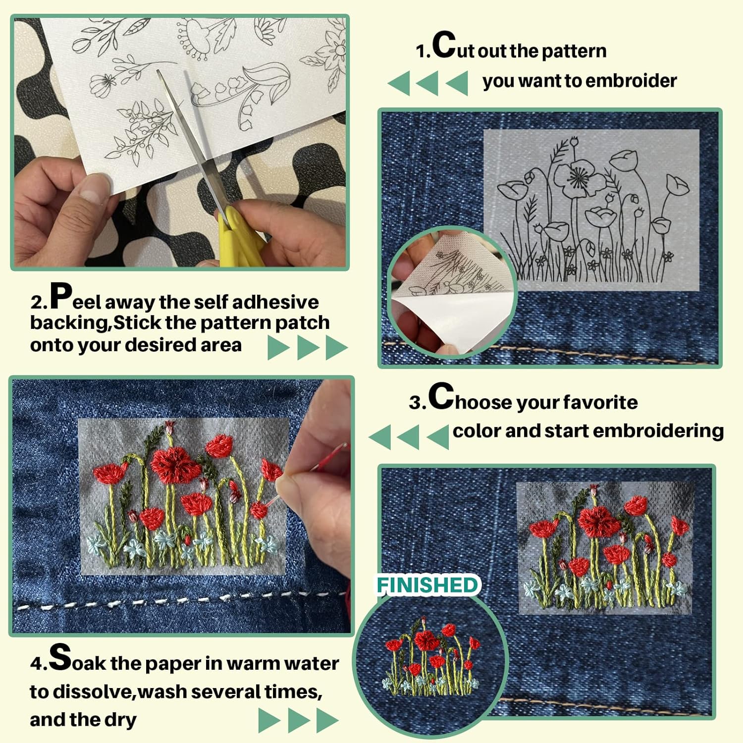 ورق تطريز قابل للذوبان في الما - مراجعة Textile Sewing Patterns وسعره