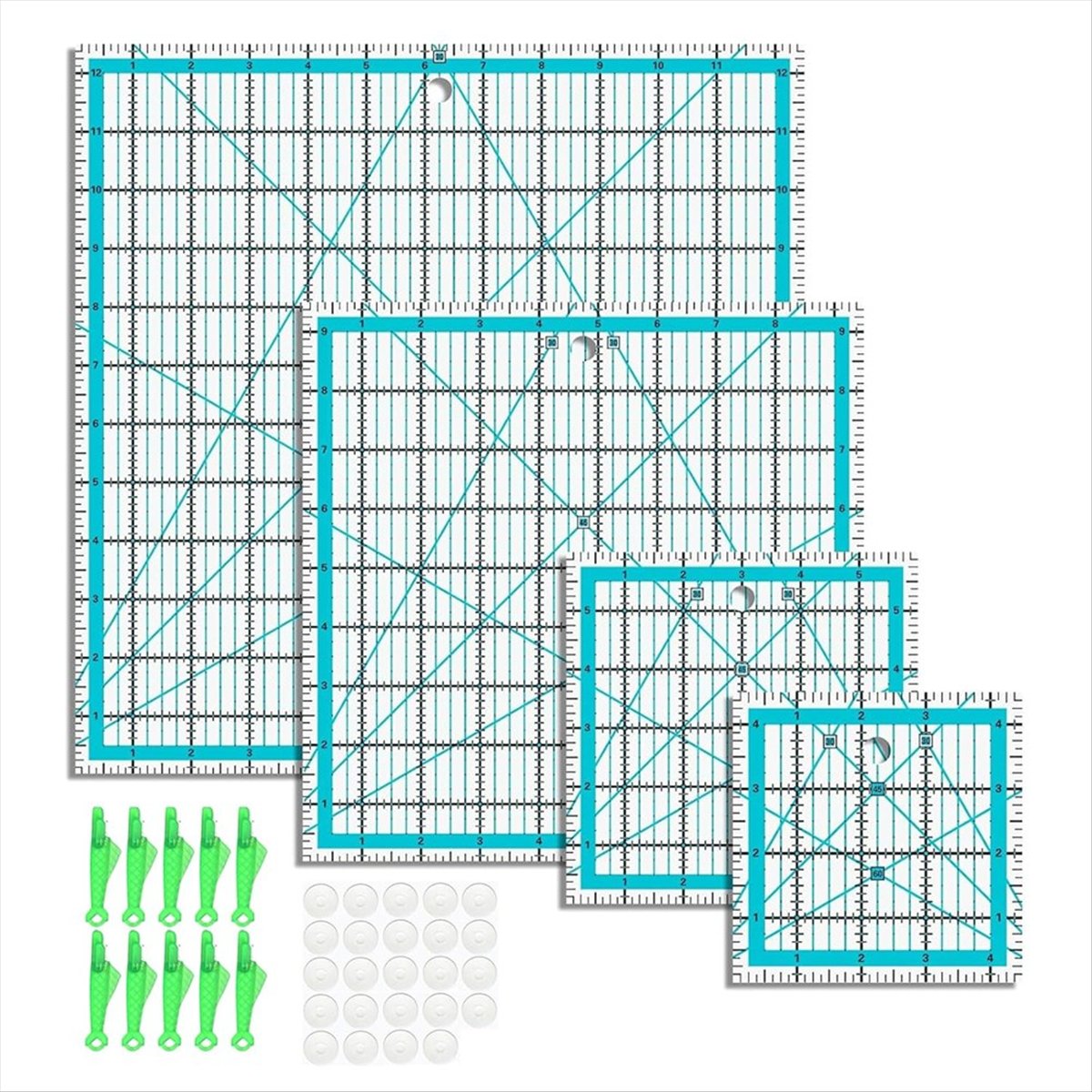 مجموعة من 4 قطع مساطر للحياكة، - مراجعة Quilting Ruler Square وسعره