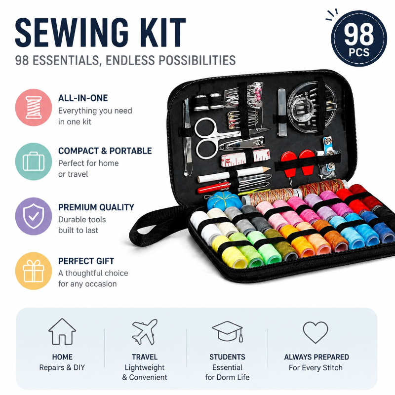 مجموعة أدوات الخياطة 68/98 قطع - مراجعة Sewing Tas وسعره